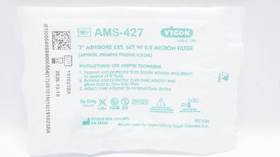 Vygon AMS-427 Value Life 7inch Minibore Extension Set W/0.2 Micron Filter